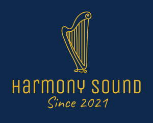 Golden Harp Instrument  logo design