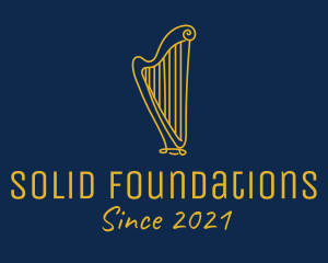 Drumline - Golden Harp Instrument logo design