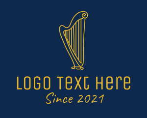 Harp - Golden Harp Instrument logo design