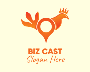 Hot - Orange Rooster Location Pin logo design