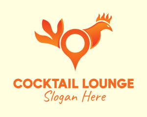 Cock - Orange Rooster Location Pin logo design