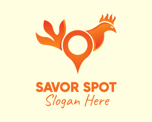 Orange Rooster Location Pin logo design