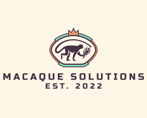 Macaque - Monkey Crown Badge logo design