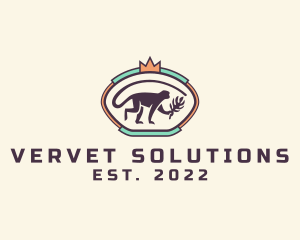 Vervet - Monkey Crown Badge logo design