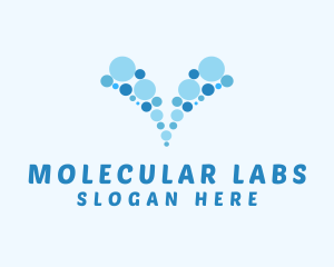 Molecular - Blue Bubbles Letter V logo design