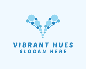 Blue Bubbles Letter V logo design