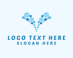 Molecular - Blue Bubbles Letter V logo design