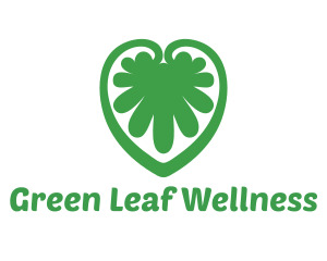 Green Leaf Abstract Heart logo design