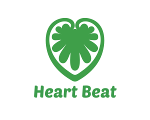 Green Leaf Abstract Heart logo design