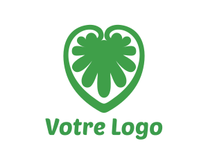 Green Heart - Green Leaf Abstract Heart logo design