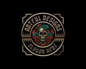 Poison Rose Skull logo design