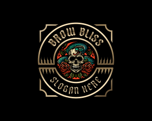 Poison Rose Skull logo design