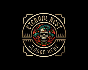 Poison Rose Skull logo design