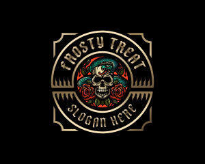 Poison Rose Skull logo design