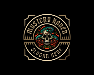 Poison Rose Skull logo design