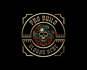 Poison Rose Skull logo design