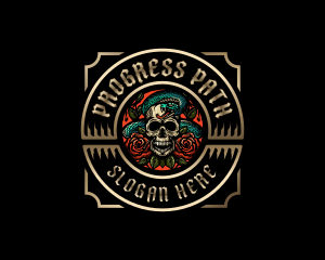 Poison Rose Skull logo design