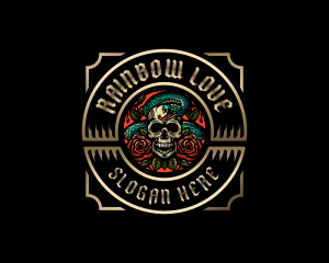 Poison Rose Skull logo design