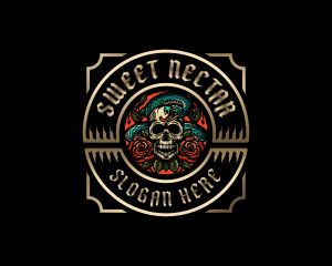 Poison Rose Skull logo design