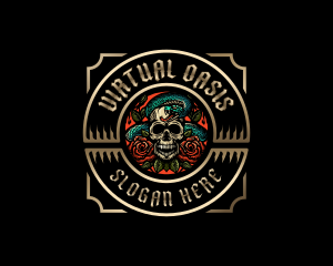 Poison Rose Skull logo design