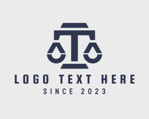 Court House - Justice Scale Letter T logo design