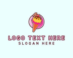 Ice Cream Sundae - Frozen Yogurt Ice Cream logo design