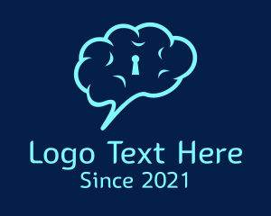 Thinking - Cloud Chat Bubble Keyhole logo design