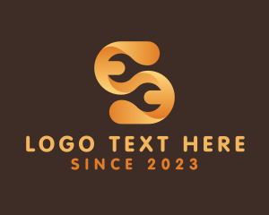 Orange - Mechanical Wrench Letter S logo design