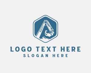 Hexagon Excavator Industrial Construction Logo