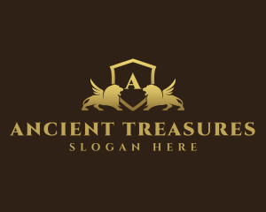 Luxury Lion Shield logo design