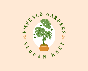 Potted Houseplant Gardening logo design