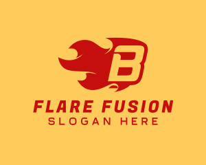 Flare - Red Fire Letter B logo design