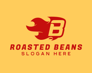 Roasted - Red Fire Letter B logo design