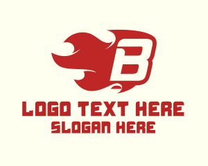Fire Station - Red Fire Letter B logo design