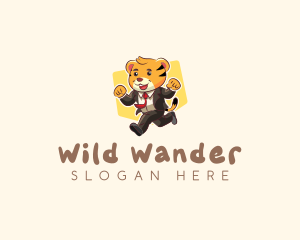 Running Businessman Tiger logo design