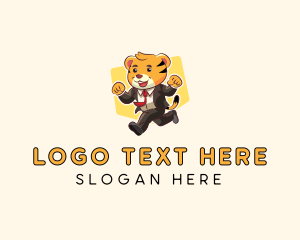 Suit - Running Businessman Tiger logo design