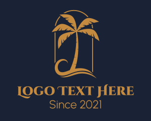 Tourist Spot - Elegant Palm Tree Resort logo design