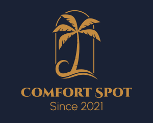 Elegant Palm Tree Resort logo design