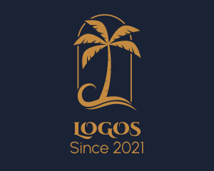 Seaside - Elegant Palm Tree Resort logo design