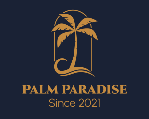 Elegant Palm Tree Resort logo design