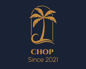 Island - Elegant Palm Tree Resort logo design