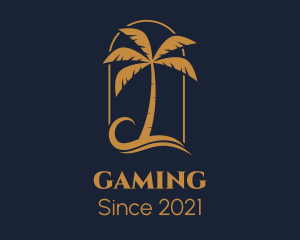 Beach - Elegant Palm Tree Resort logo design