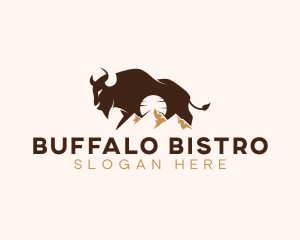 Buffalo Bison Mountain logo design