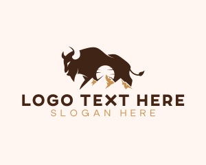 Ox - Buffalo Bison Mountain logo design