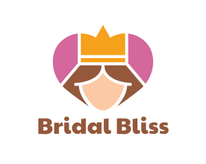 Bride - Pink Heart Queen Princess logo design