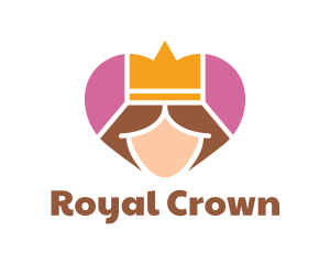 Queen - Pink Heart Queen Princess logo design