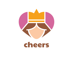 Illustrative - Pink Heart Queen Princess logo design