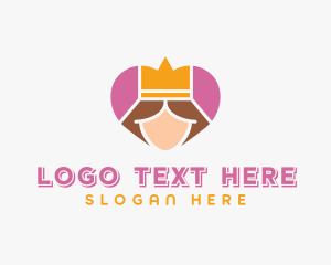 Story Book - Pink Heart Queen Princess logo design