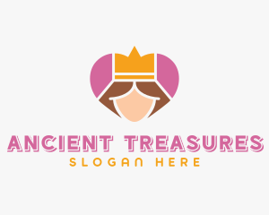 Pink Heart Queen Princess logo design