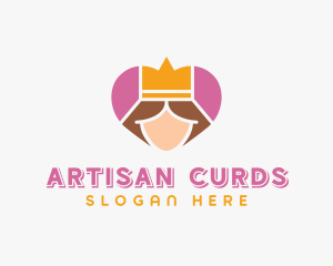 Pink Heart Queen Princess logo design